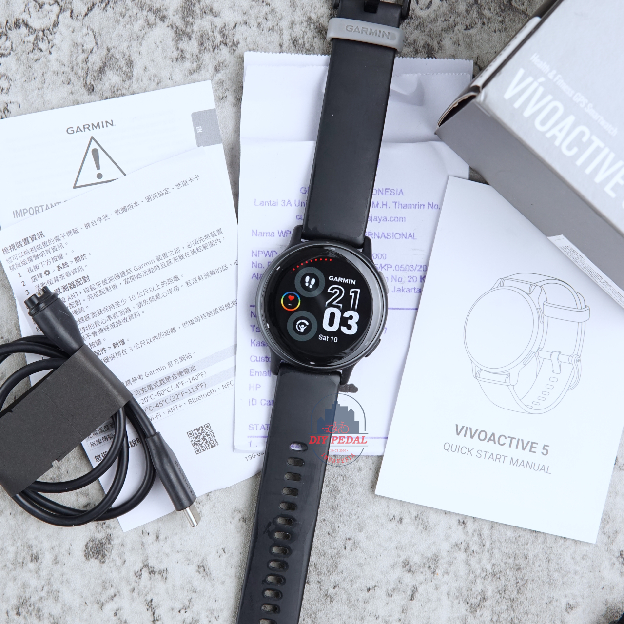 Jual Garmin Vivoactive 5 Black, DIY Pedal Indonesia Lokasi Yogyakarta. Pusat Garmin Terbaik se Indonesia.