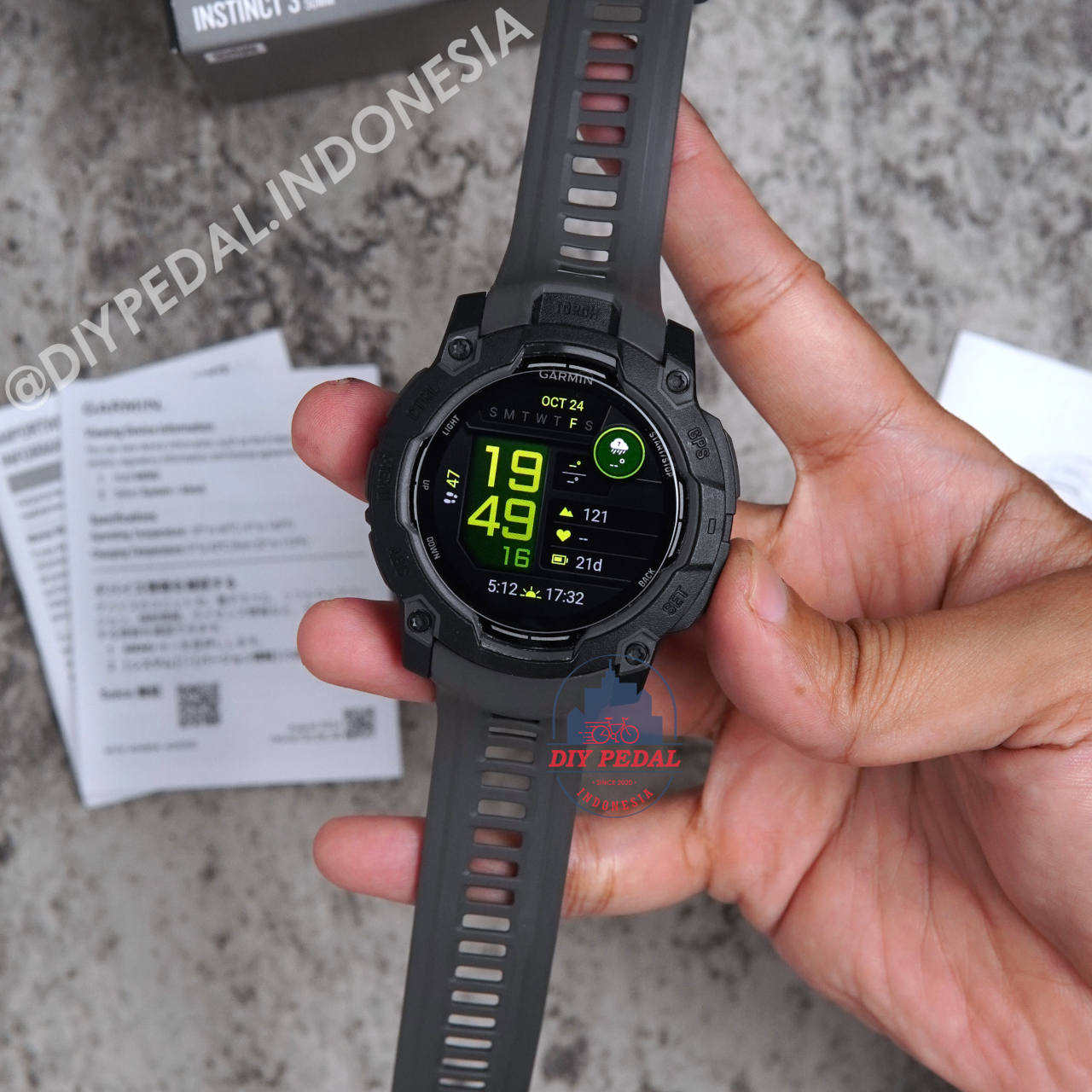 Jual Garmin Instinct 3 Amoled 50mm, DIY Pedal Indonesia Lokasi Yogyakarta. Pusat Garmin Terbaik se Indonesia.