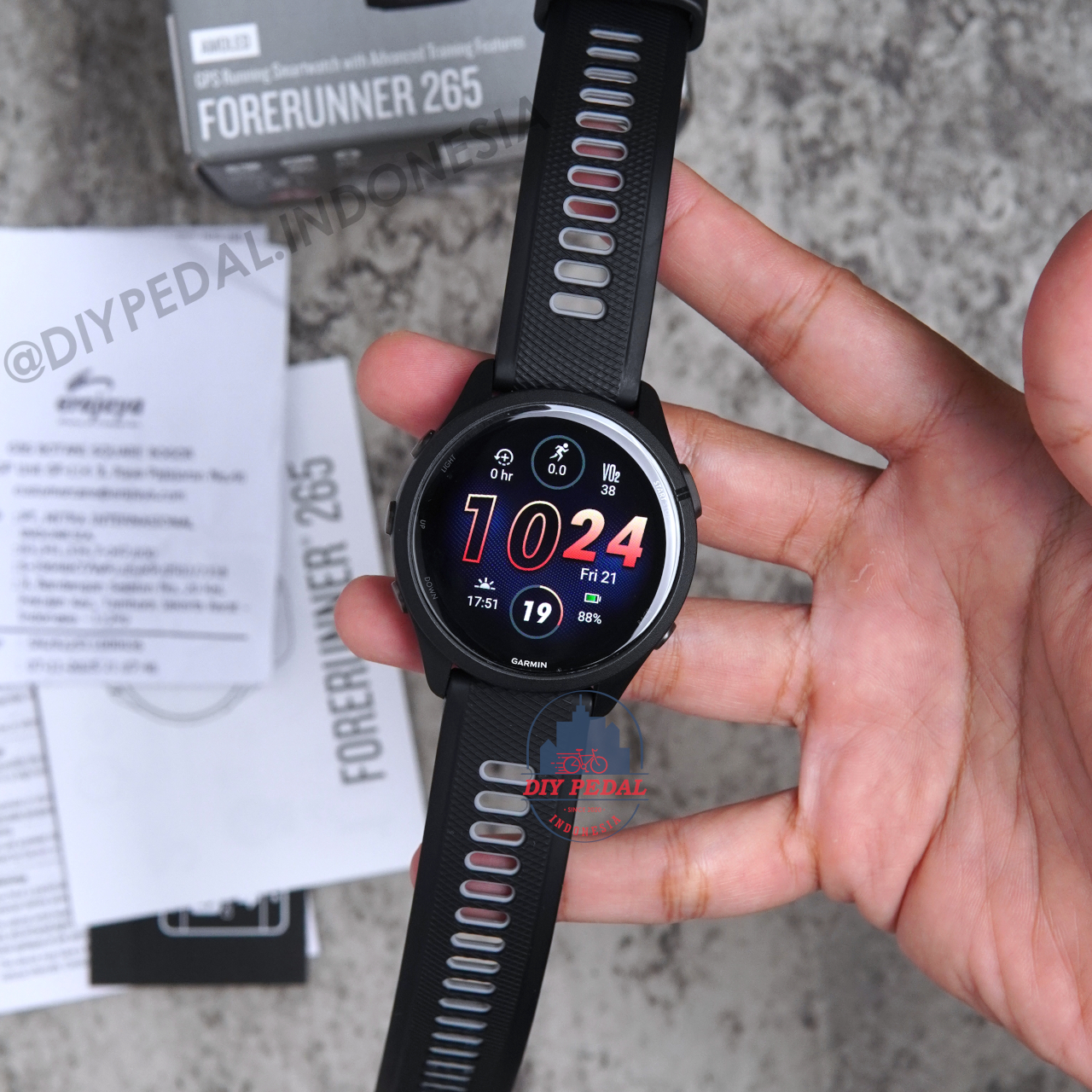 Jual Garmin Forerunner 265 Black, DIY Pedal Indonesia Lokasi Yogyakarta. Pusat Garmin Terbaik se Indonesia.