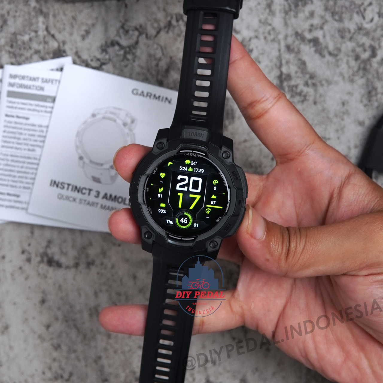 Jual Garmin Instinct 3 Amoled 45mm Black, DIY Pedal Indonesia Lokasi Yogyakarta. Pusat Garmin Terbaik se Indonesia.