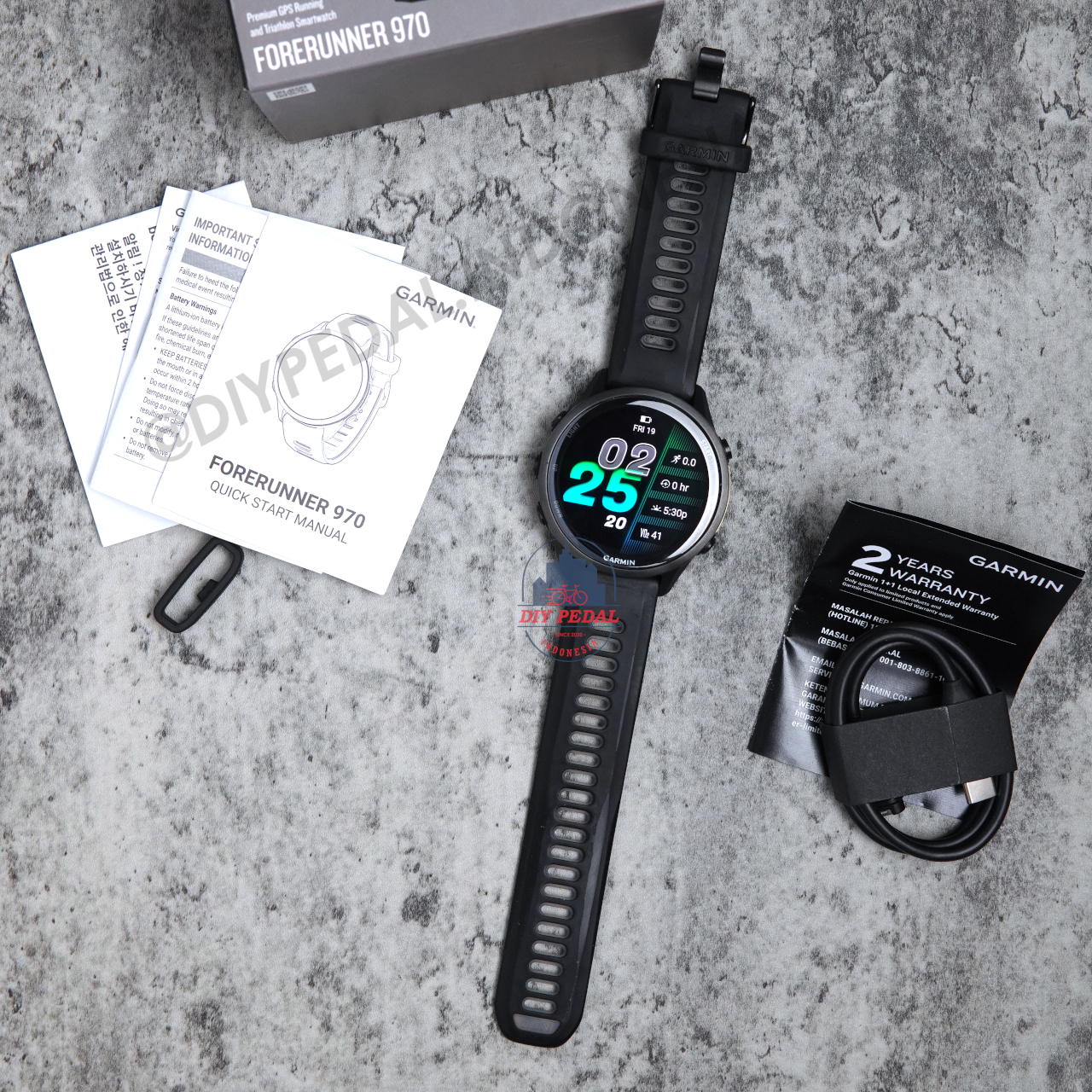 Jual Garmin Forerunner 970 Hitam, DIY Pedal Indonesia Lokasi Yogyakarta. Pusat Garmin Terbaik se Indonesia.