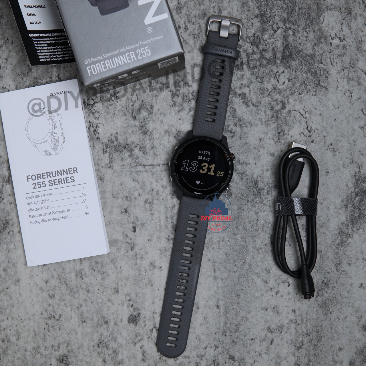 Jual Garmin Forerunner 255 Slate Gray Non Music, DIY Pedal Indonesia Lokasi Yogyakarta. Pusat Garmin Terbaik se Indonesia.